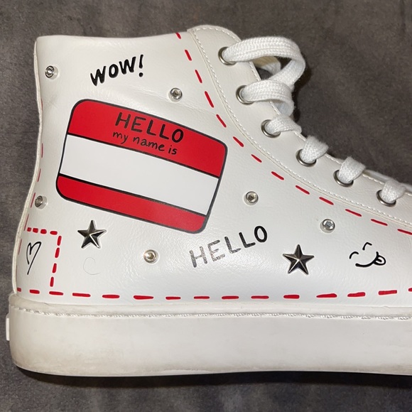 Aldo Marvina size 8 White Leather Lace Up Side Zip High Top Trainers Sneakers - Picture 6 of 8